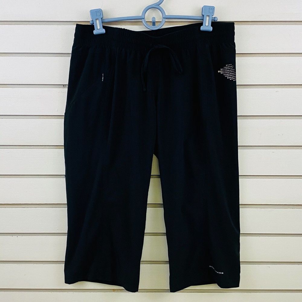 Womens S Columbia Capri Pants Black Omni-Shade Elastic Waist 18" Inseam